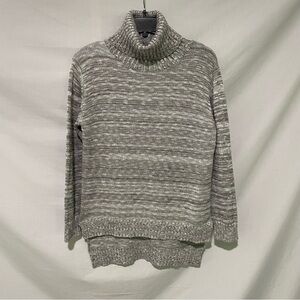 She + Sky Women’s Marled Gray Turtleneck Sweater with Elbow Patches Size Small
